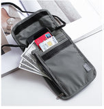 Waterproof RFID Nylon Travel document storage bag Card passport Bag Neck Wallet Money Document Card Passport Pouch